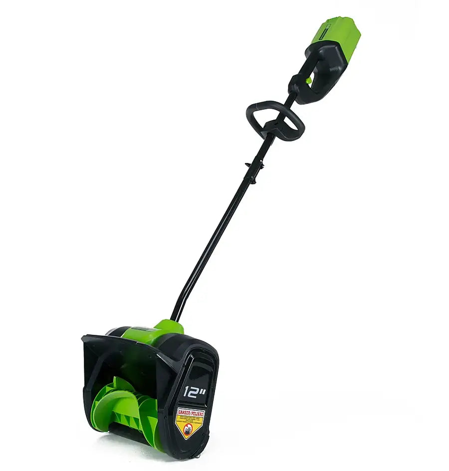 Greenworks - 80V 12” Cordless Brushless Snow Shovel with 2.0 Ah Battery and Rapid Charger - Black/Green