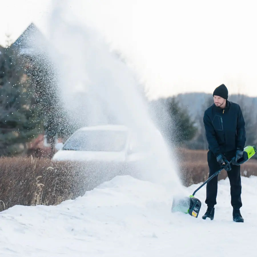 Greenworks - 80V 12” Cordless Brushless Snow Shovel with 2.0 Ah Battery and Rapid Charger - Black/Green