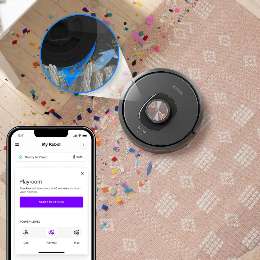 Matrix Self-Emptying Robot Vacuum with Precision Home Mapping and Extended Runtime, Wi-Fi Connected - Black